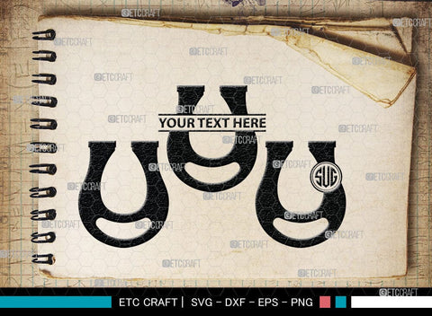 Horseshoe Monogram, Horseshoe Silhouette, Horseshoe SVG, Horseshoe Nails, Nails, Triumph Horseshoe, Western, Cowboy, Shoe, Horse, SB00071 SVG ETC Craft 