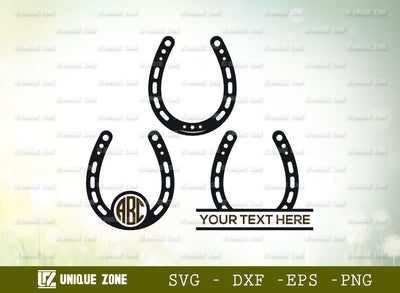 Horseshoe SVG Monogram, Good Luck Svg, Lucky Svg, Monogram Frame, Equestrian, Horseshoe Roses, Circle Monogram, Split Monogram, SVG Unique Zone 
