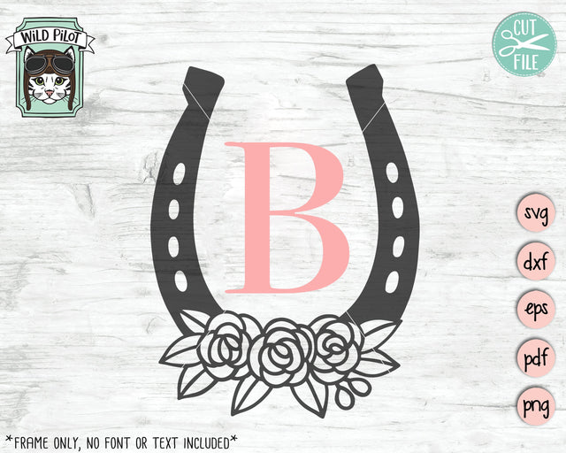 Horseshoe With Flowers Monogram SVG Cut File SVG Wild Pilot 