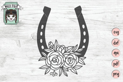 Horseshoe With Flowers SVG Cut File SVG Wild Pilot 