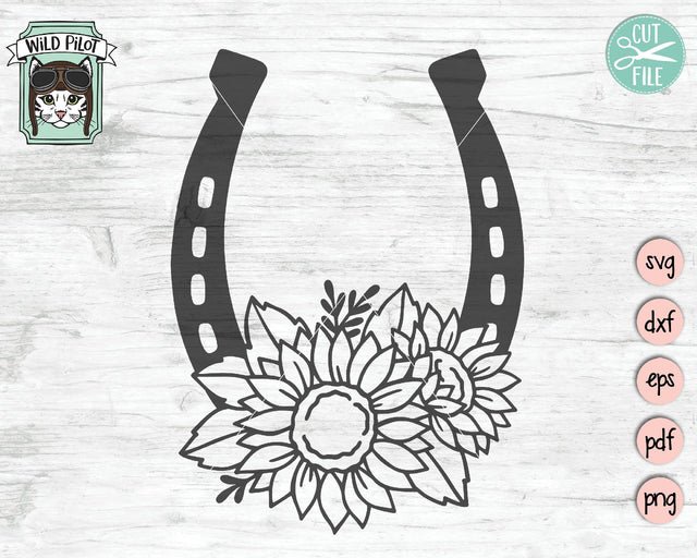Horseshoe With Sunflowers SVG Cut File SVG Wild Pilot 