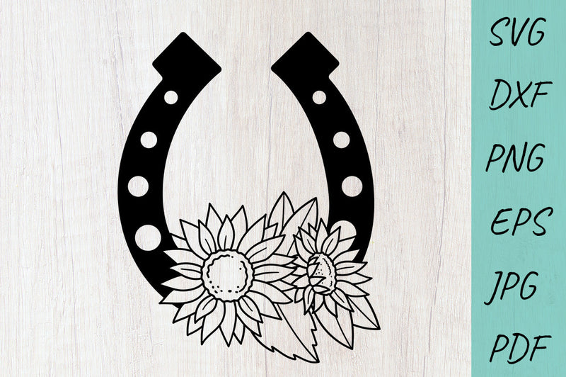 Horseshoes and Sunflower SVG, Floral horseshoe SVG SVG Irina Ostapenko 