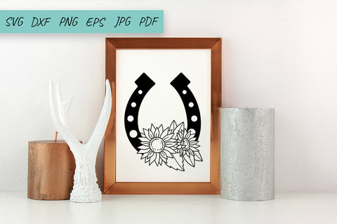 Horseshoes and Sunflower SVG, Floral horseshoe SVG SVG Irina Ostapenko 