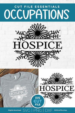 Hospice svg with split floral frame SVG SVG Cut File 