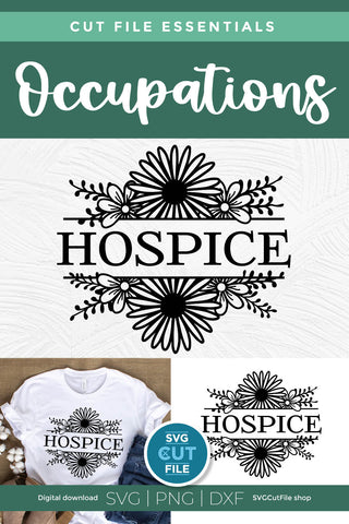 Hospice svg with split floral frame SVG SVG Cut File 