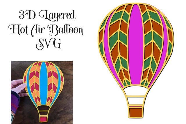 Hot Air Balloon 3D Layered SVG file - Paper Cutting SVG Digital Honeybee 