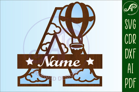 Hot Air Balloon Letter A SVG File SVG APInspireddesigns 
