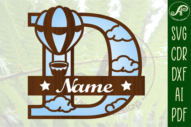 Hot Air Balloon Letter D SVG File SVG APInspireddesigns 