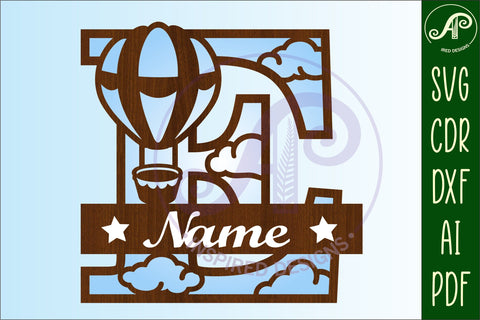 Hot Air Balloon Letter E SVG File SVG APInspireddesigns 