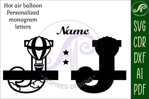 Hot Air Balloon Letter J SVG File SVG APInspireddesigns 