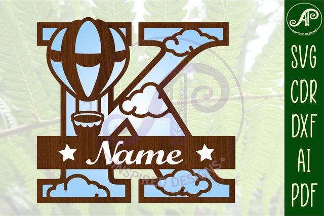 Hot Air Balloon Letter K SVG File SVG APInspireddesigns 