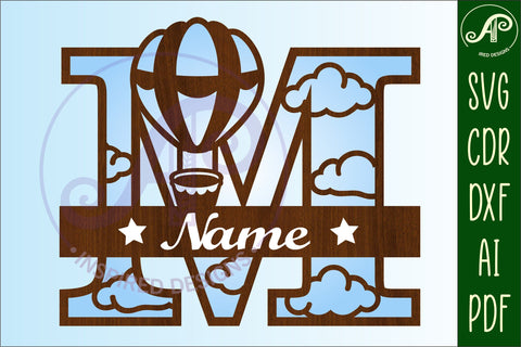 Hot Air Balloon Letter M SVG File SVG APInspireddesigns 
