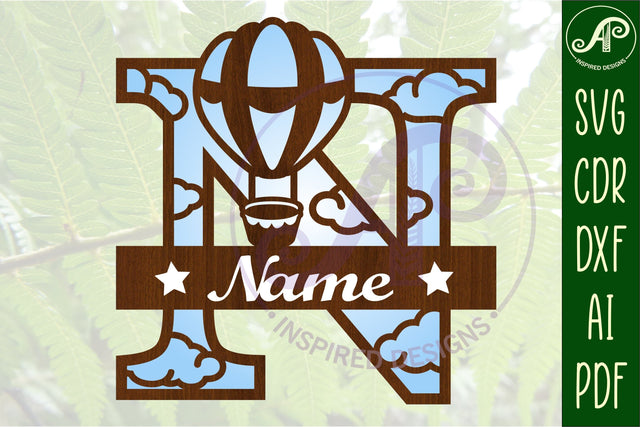 Hot Air Balloon Letter N SVG File SVG APInspireddesigns 