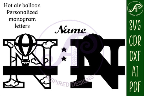 Hot Air Balloon Letter N SVG File SVG APInspireddesigns 