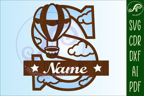 Hot Air Balloon Letter S SVG File SVG APInspireddesigns 