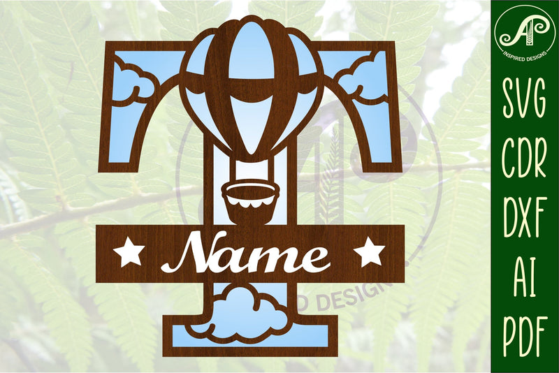 Hot Air Balloon Letter T SVG File SVG APInspireddesigns 