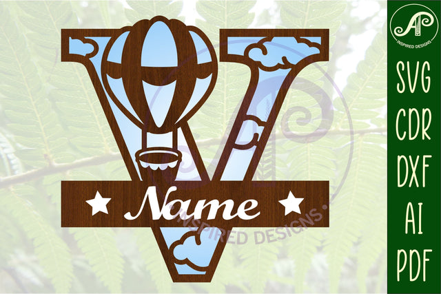 Hot Air Balloon Letter V SVG File SVG APInspireddesigns 