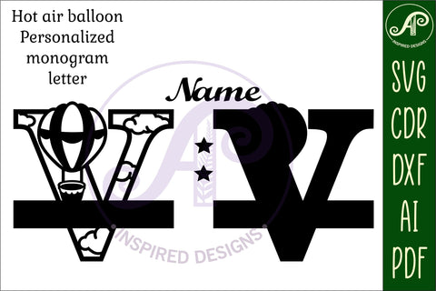 Hot Air Balloon Letter V SVG File SVG APInspireddesigns 