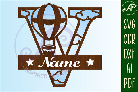 Hot Air Balloon Letter V SVG File SVG APInspireddesigns 