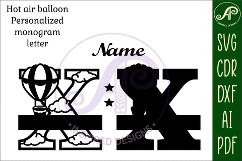 Hot Air Balloon Letter X SVG File SVG APInspireddesigns 