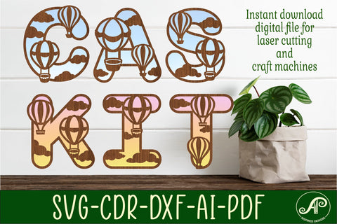 Hot air balloon letters alphabet set. 49 layered letters. SVG APInspireddesigns 