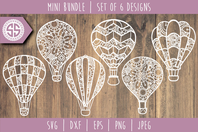 Hot Air Balloon Mandala Zentangle Mini Bundle - Set of 6 SVG SavoringSurprises 