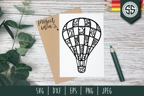 Hot Air Balloon Mandala Zentangle SVG SavoringSurprises 