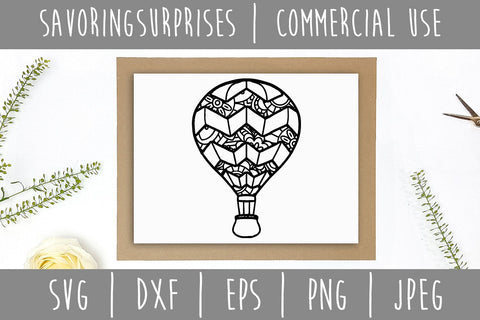 Hot Air Balloon Mandala Zentangle SVG SavoringSurprises 