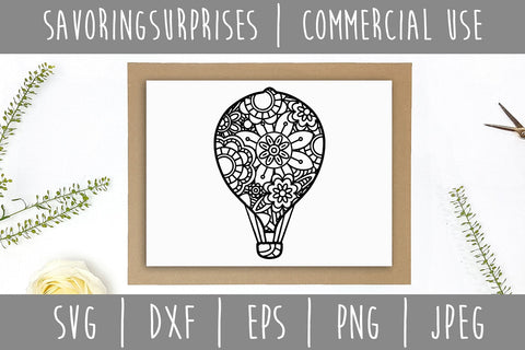Hot Air Balloon Mandala Zentangle SVG SavoringSurprises 