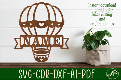 Hot air balloon name sign SVG cut file SVG APInspireddesigns 