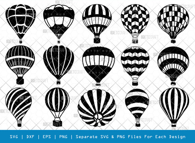 Hot Air Balloon SVG, Air Balloon Silhouette, Hot Air Svg, Balloon Rides Svg, Air Balloon Bundle SVG ETC Craft 