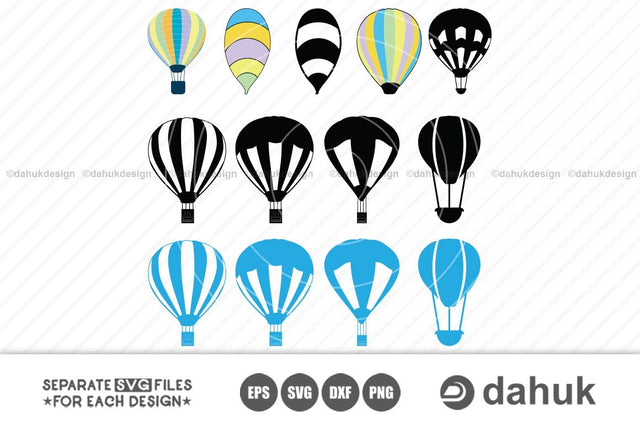Hot Air Balloons svg, air balloon vinyl, air balloons, eps, dxf, clipart, svg files, png, cricut, cut file, fly, vehicle, adventure SVG dahukdesign 
