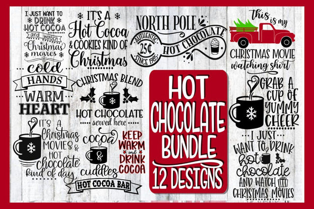 Hot Chocolate Bundle - SVG PNG EPS DXF- 12 Designs SVG On the Beach Boutique