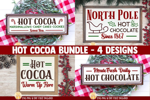 Hot Chocolate Sign SVG Bundle | 4 Hot Cocoa Bar Designs SVG Cheese Toast Digitals 