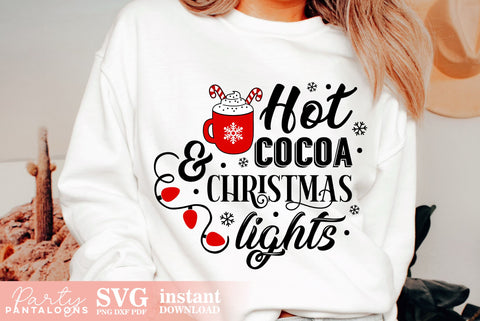 HOT COCOA AND CHRISTMAS LIGHTS SVG | Christmas Svg SVG Partypantaloons 