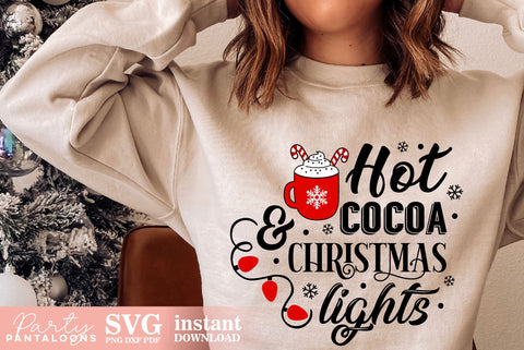 HOT COCOA AND CHRISTMAS LIGHTS SVG | Christmas Svg SVG Partypantaloons 