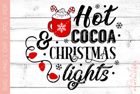 HOT COCOA AND CHRISTMAS LIGHTS SVG | Christmas Svg SVG Partypantaloons 