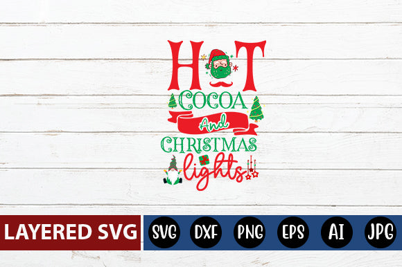 hot Cocoa and Christmas lights SVG cute file SVG Blessedprint 