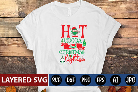 hot Cocoa and Christmas lights SVG cute file SVG Blessedprint 