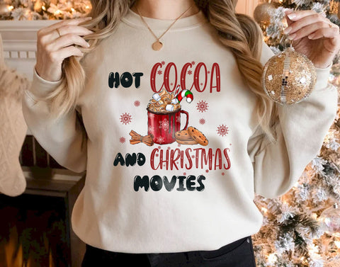 Hot Cocoa And Christmas Movies Png, Cute Winter Png, Christmas Png, Christmas Party Png, Christmas Png File, Gnome Coffee Design Sublimation DiamondDesign 