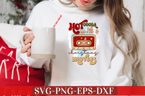 Hot Cocoa and christmas movies PNG Sublimation DESIGNISTIC 