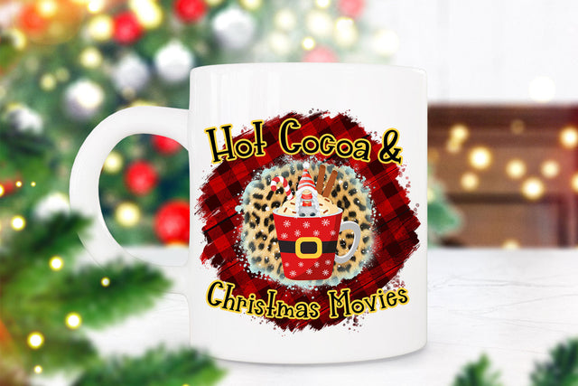 Hot Cocoa and Christmas Movies Sublimation I Christmas PNG Sublimation Happy Printables Club 