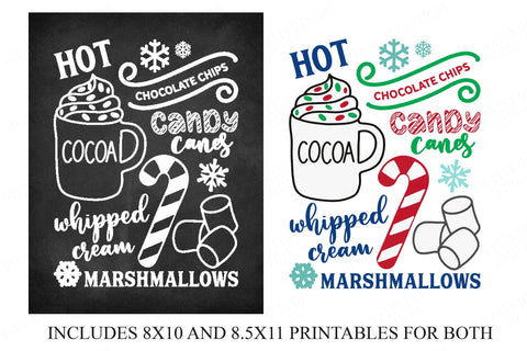 Hot Cocoa Bar SVG | Christmas Kitchen Design | Printables Included | Chalkboard Style Included too! SVG Diva Watts Designs 