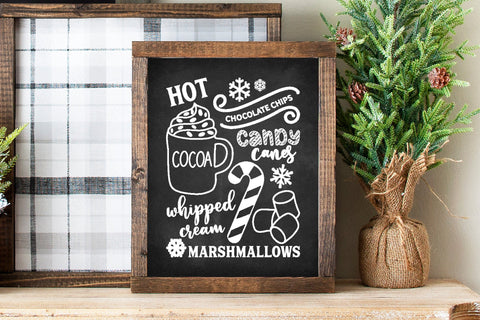 Hot Cocoa Bar SVG | Christmas Kitchen Design | Printables Included | Chalkboard Style Included too! SVG Diva Watts Designs 