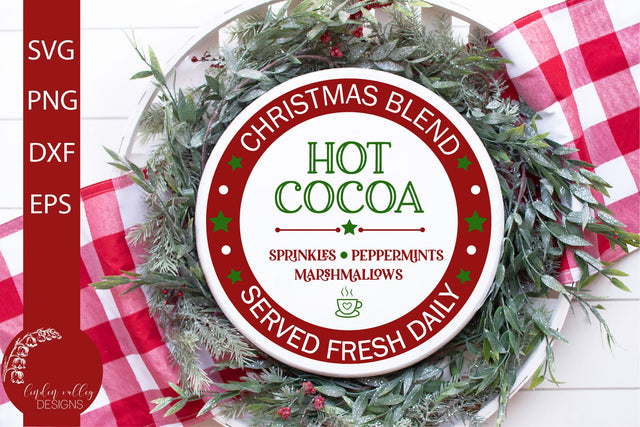 Hot Cocoa Christmas Round SVG SVG Linden Valley Designs 