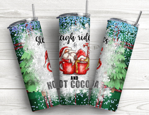 Hot Cocoa Gnomes 20oz Tumbler Wrap PNG Sublimation CaldwellArt 