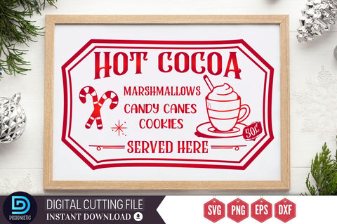 Hot cocoa marshmallows candy canes cookies 50C served here SVG, Hot cocoa marshmallows candy canes cookies 50C served here SVG DESIGNISTIC 