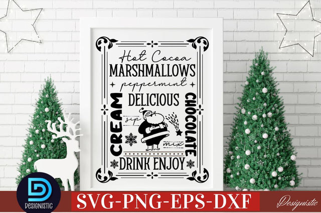 Hot cocoa marshmallows peppermint delicious sip mix drink enjoy cream chocolate SVG SVG DESIGNISTIC 