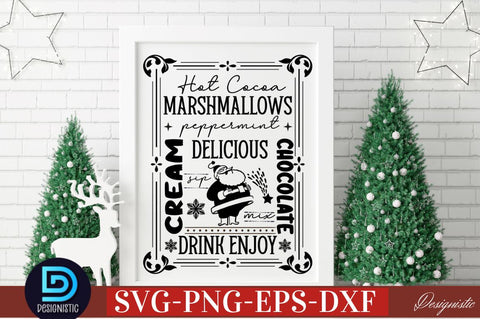 Hot cocoa marshmallows peppermint delicious sip mix drink enjoy cream chocolate SVG SVG DESIGNISTIC 