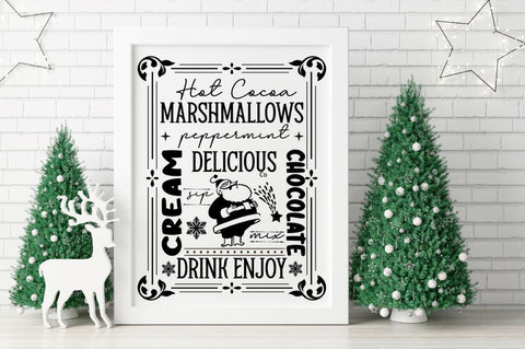 Hot cocoa marshmallows peppermint delicious sip mix drink enjoy cream chocolate SVG SVG DESIGNISTIC 